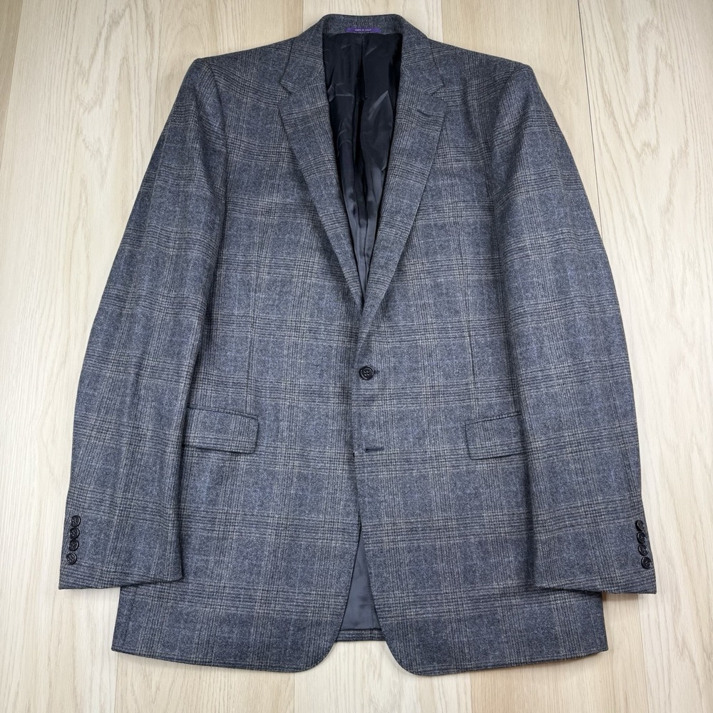 Ralph Lauren Purple Label Wool Flannel Blazer Jacket Plaid Size Size 46L Italy